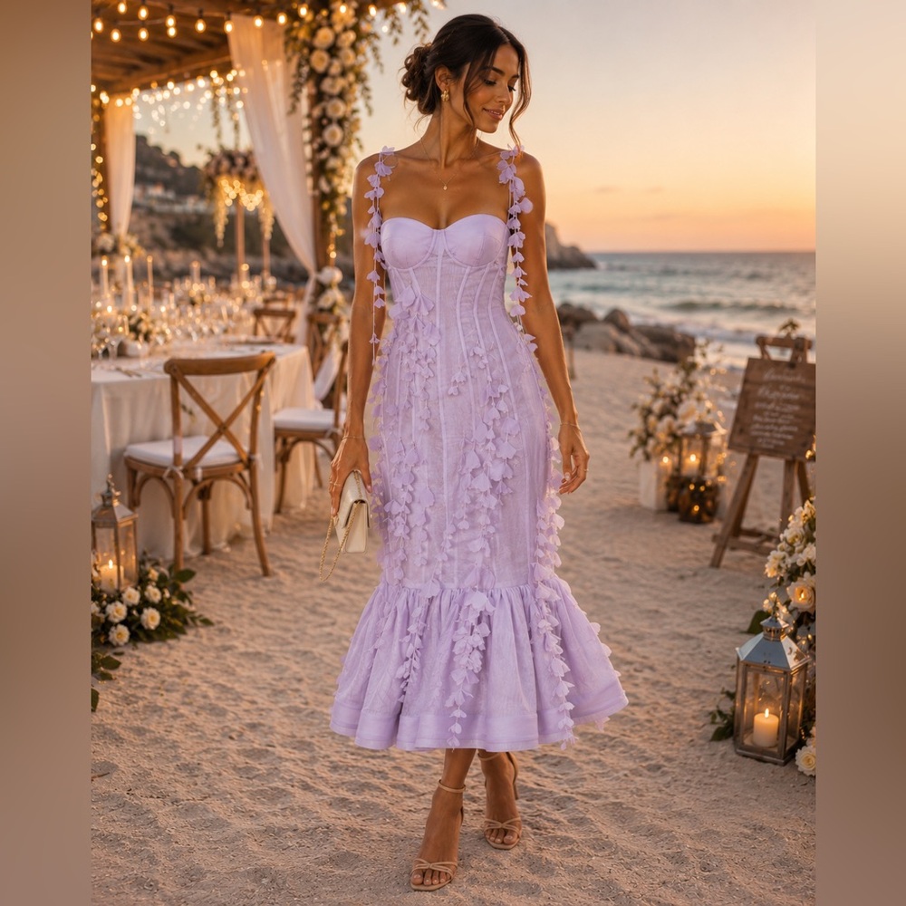 Zimmermann petal Lavender Midi Dress AU 2 medium looks good:bra size A,B,small C